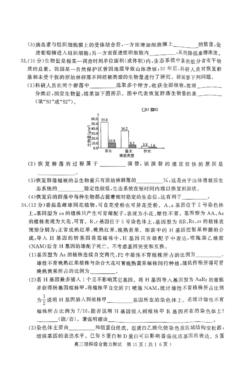 2024年河南省五市高三第一次联考理综试题_2024年3月_013月合集_2024届河南省五市高三下学期第一次联考_2024年河南省五市高三第一次联考理综试题及答案