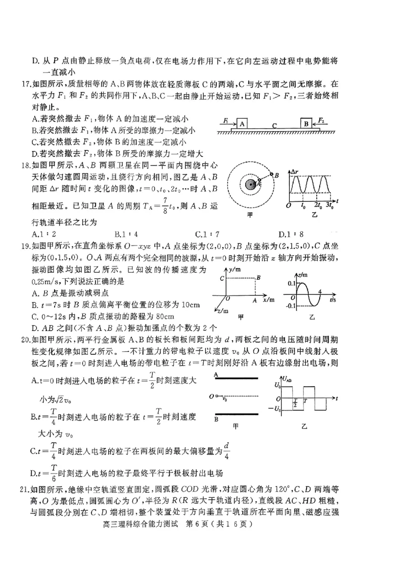2024年河南省五市高三第一次联考理综试题_2024年3月_013月合集_2024届河南省五市高三下学期第一次联考_2024年河南省五市高三第一次联考理综试题及答案