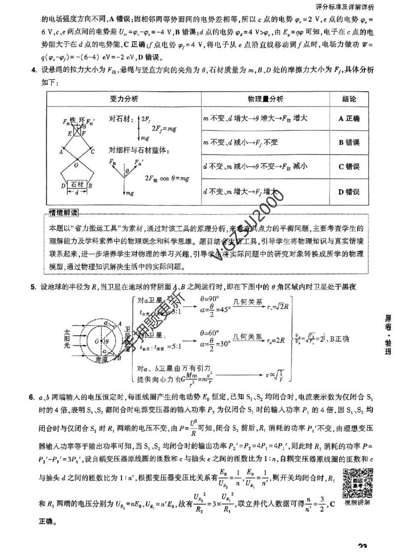 黑卷物理评分标准及详解详析_2024高考押题卷_32024腾远黑白卷_2024腾远高考黑白卷（新课标卷）_黑卷答案