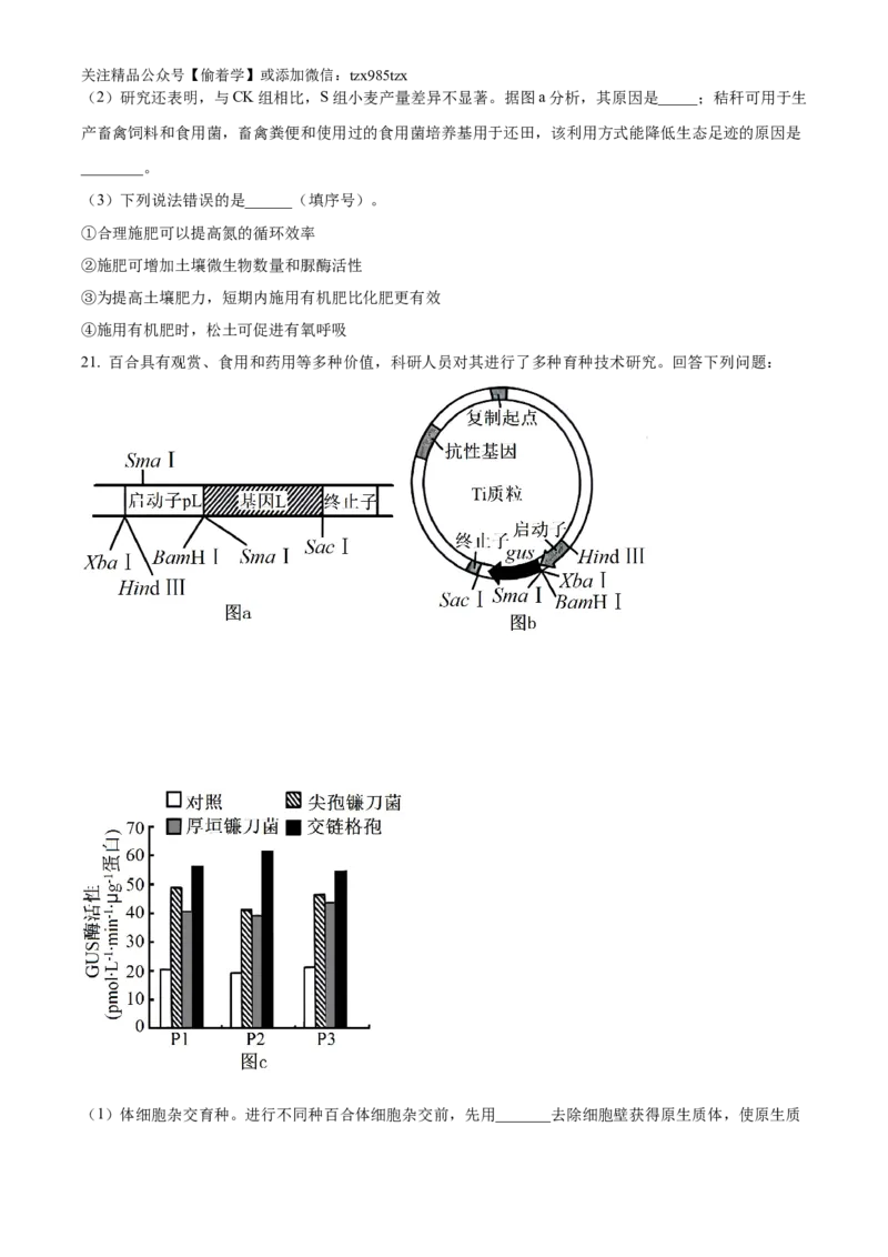 精品解析：2024年新课标湖南高考真题生物试卷（原卷版）_高考真题全网收集_生物学_2024年新高考湖南卷生物高考真题解析（参考版）