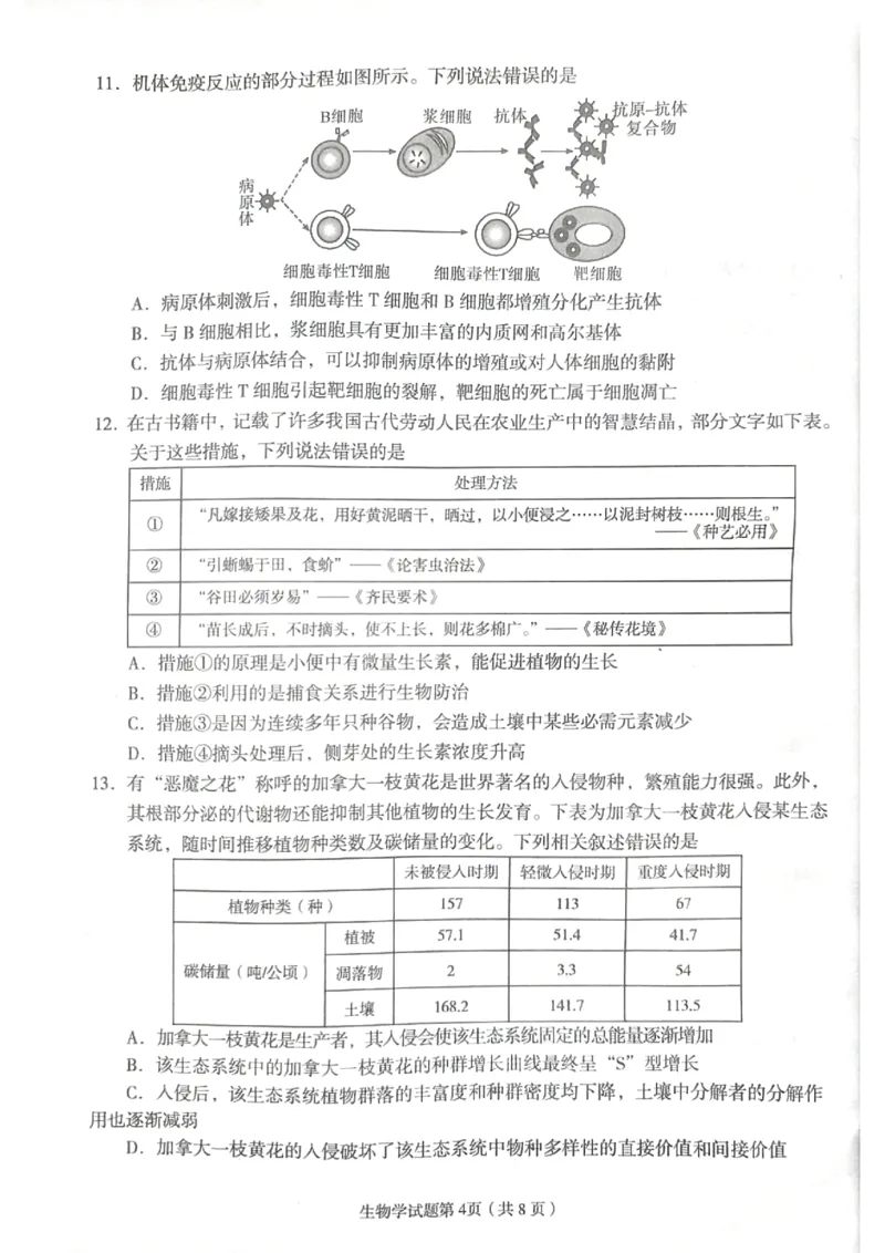 2024届甘肃省兰州市高三下学期诊断考试生物试卷无答案(1)_2024年3月_013月合集_2024届甘肃省兰州市高三下学期诊断考试（一模）