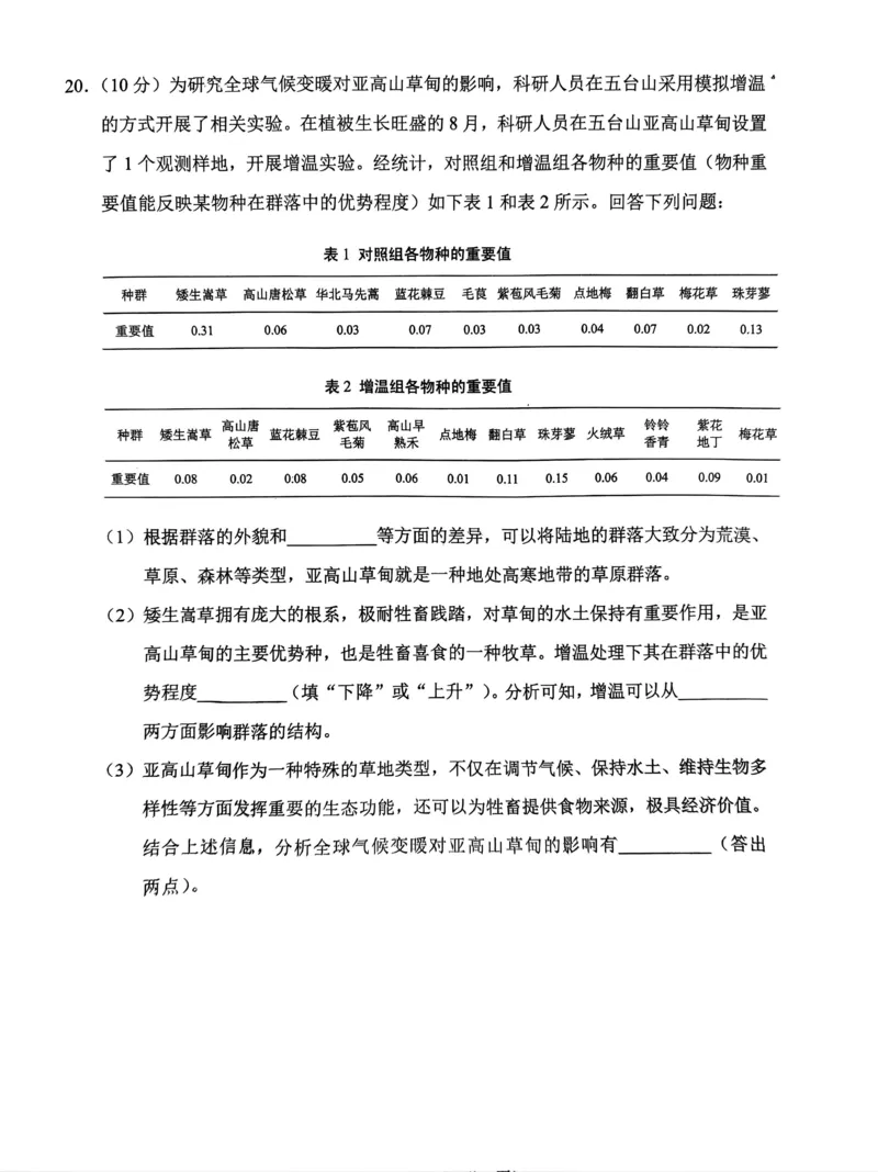 2024届贵州省贵阳市高三下学期5月适应性考试（二）生物试题_2024年5月_01按日期_8号_2024届贵州省贵阳市高三下学期5月适应性考试（二）
