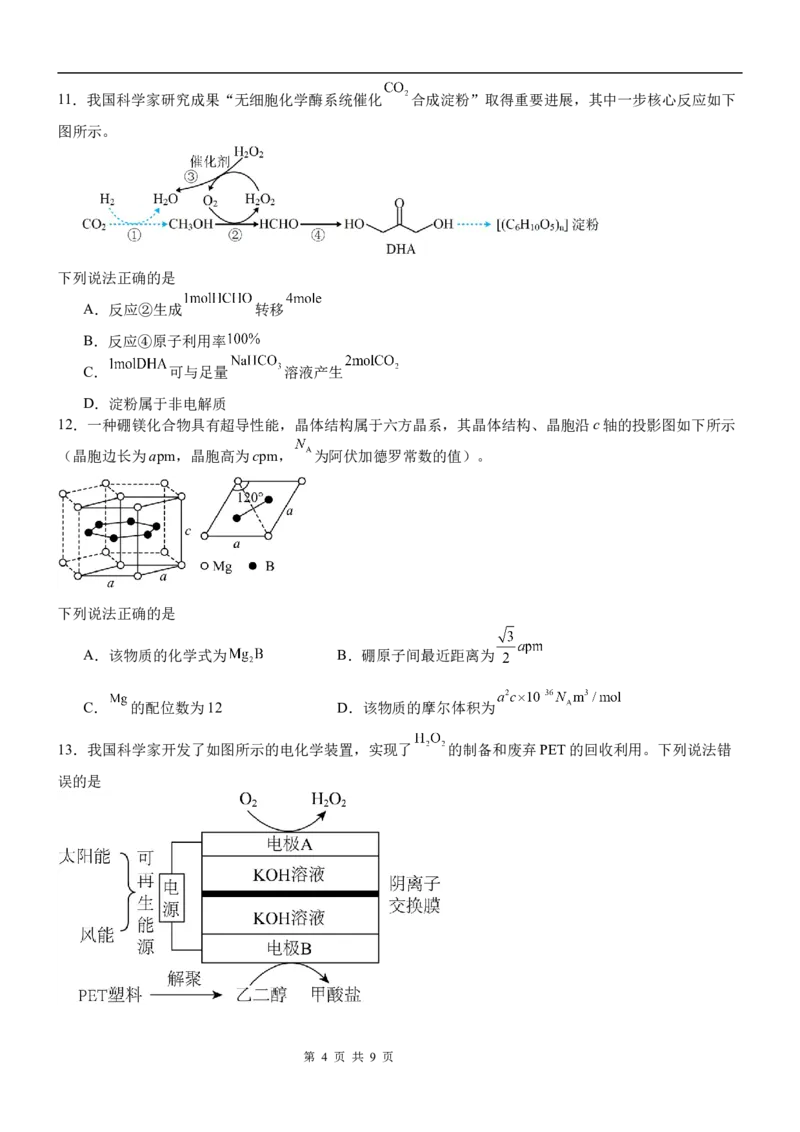 泸县五中高2022级高考适应性考试化学试题_2025年5月_0522四川省泸州市泸县第五中学2025届高考模拟预测试题（全）