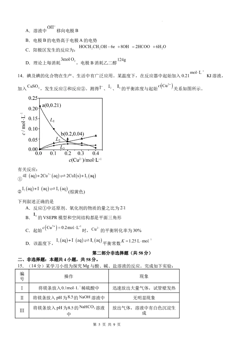 泸县五中高2022级高考适应性考试化学试题_2025年5月_0522四川省泸州市泸县第五中学2025届高考模拟预测试题（全）