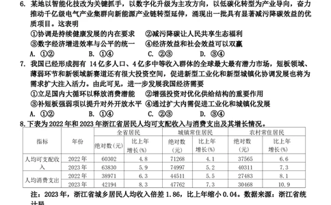 2024届浙江省温州市普通高中高三第二次适应性考试-政治试题+(1)_2024年3月_013月合集_2024届浙江省温州市高三第二次适应性考试