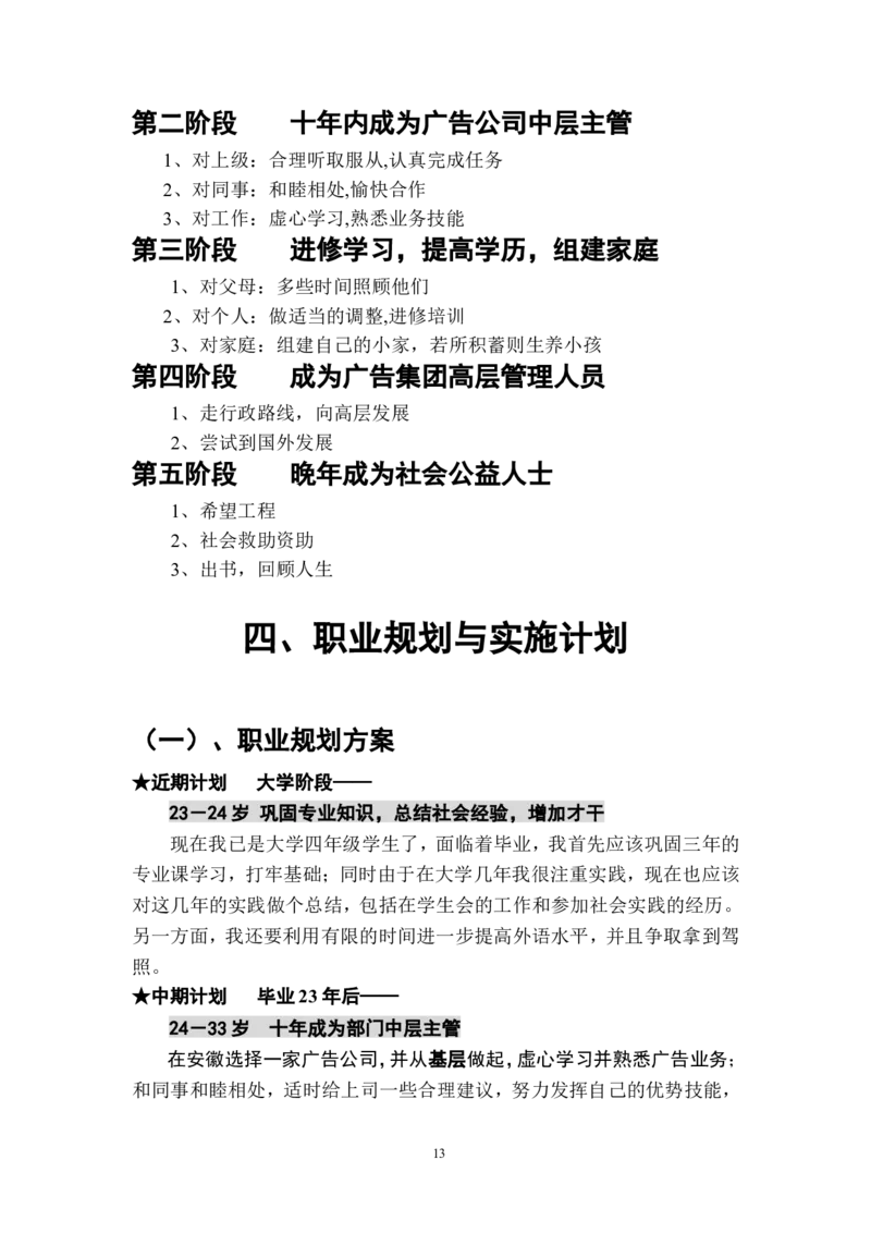 职业规划范本(17)_E6-职业规划_01精选word模板（推荐使用，修改后可用）