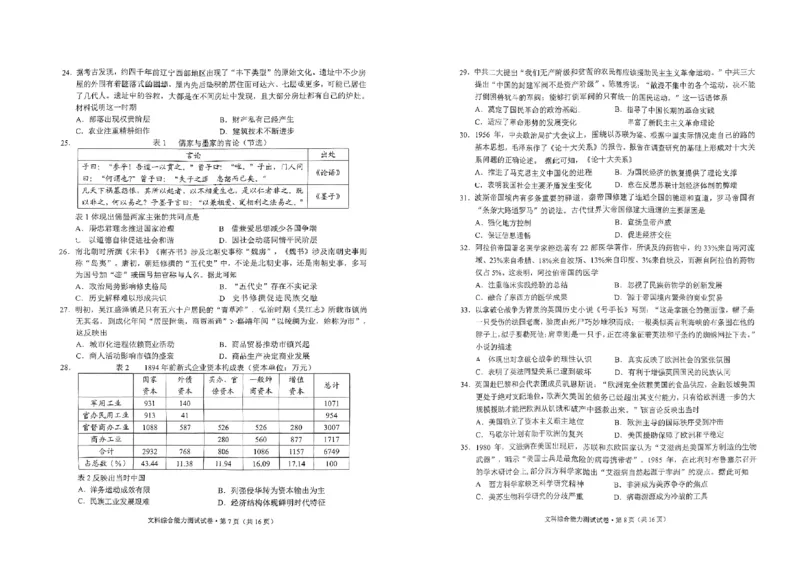 24年第二次市统测328文综试卷_2024年3月_013月合集_2024届云南省昆明市高三下学期&ldquo;三诊一模&rdquo;教学质量检测（二模）