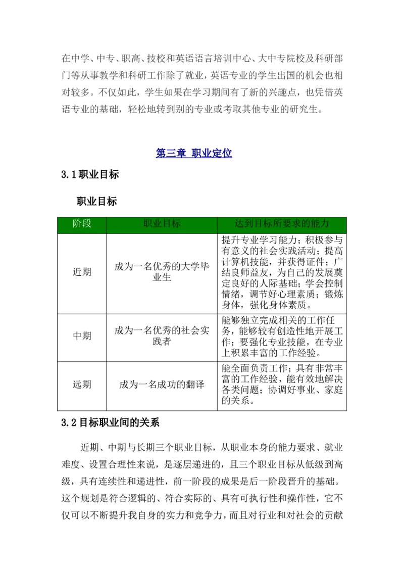 英语专业职业生涯规划。3000字以上。_E6-职业规划_40英语专业