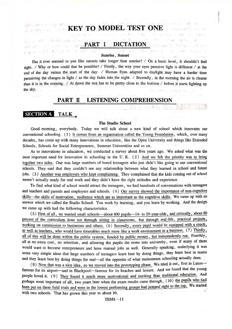 预测答案解析第一套_2025专四专八真题及备考资料_2009-2024专四真题+备考资料_专四预测押题卷13+5套_专四预测押题卷5套（附听力及解析）_答案解析