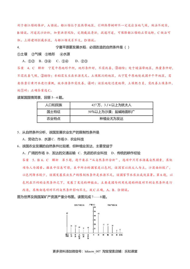 2.1区域发展的自然环境基础（解析版）_E015高中全科试卷_地理试题_选修2_2.同步练习_同步练习（第二套）
