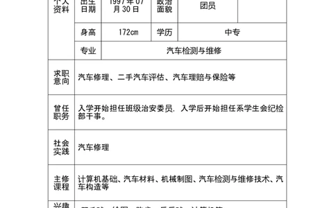 汽修专业-职业规划书_E6-职业规划_27汽车类专业
