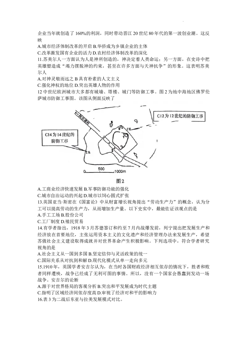 2024届福建省三明市高三下学期质量检测（三模）历史试题(1)_2024年5月_025月合集_2024届福建省三明市高三下学期三模