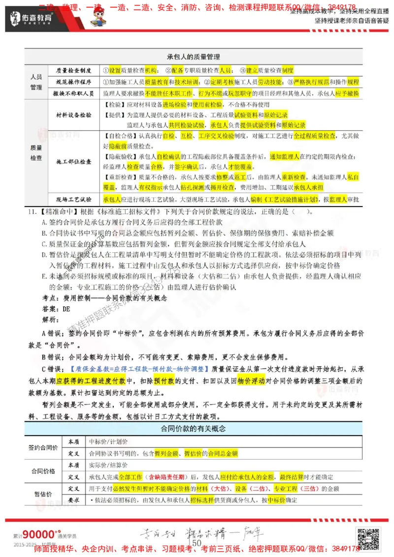 2025.4.12佑森教育闫力齐授课合同管理《考前冲刺串讲》专用讲义，版权所有，侵权必究_监理工程师_2025监理工程师_2025年监理工程师SVIP_2025年监理合同管理SVIP