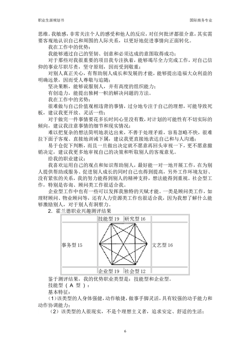 职业生涯规划书_E6-职业规划_92国际商务专业