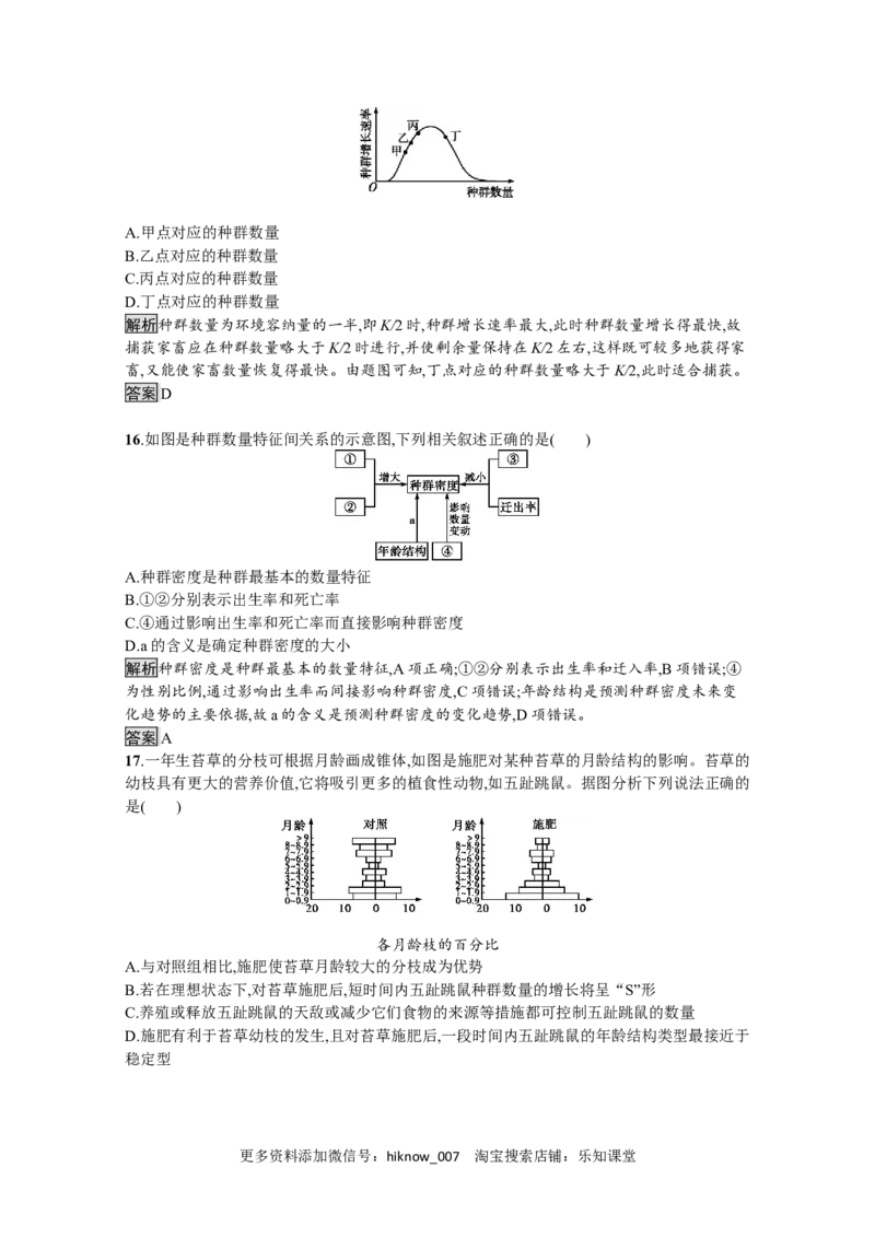2022-2023学年新教材生物人教版选择性必修第二册课后提升训练：第1章　种群及其动态过关检测_E015高中全科试卷_生物试题_选修2_2.同步练习_4.课后训练（第四套）