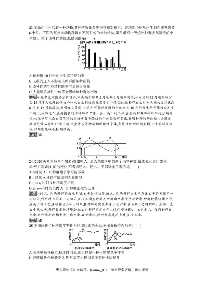2022-2023学年新教材生物人教版选择性必修第二册课后提升训练：第1章　种群及其动态过关检测_E015高中全科试卷_生物试题_选修2_2.同步练习_4.课后训练（第四套）