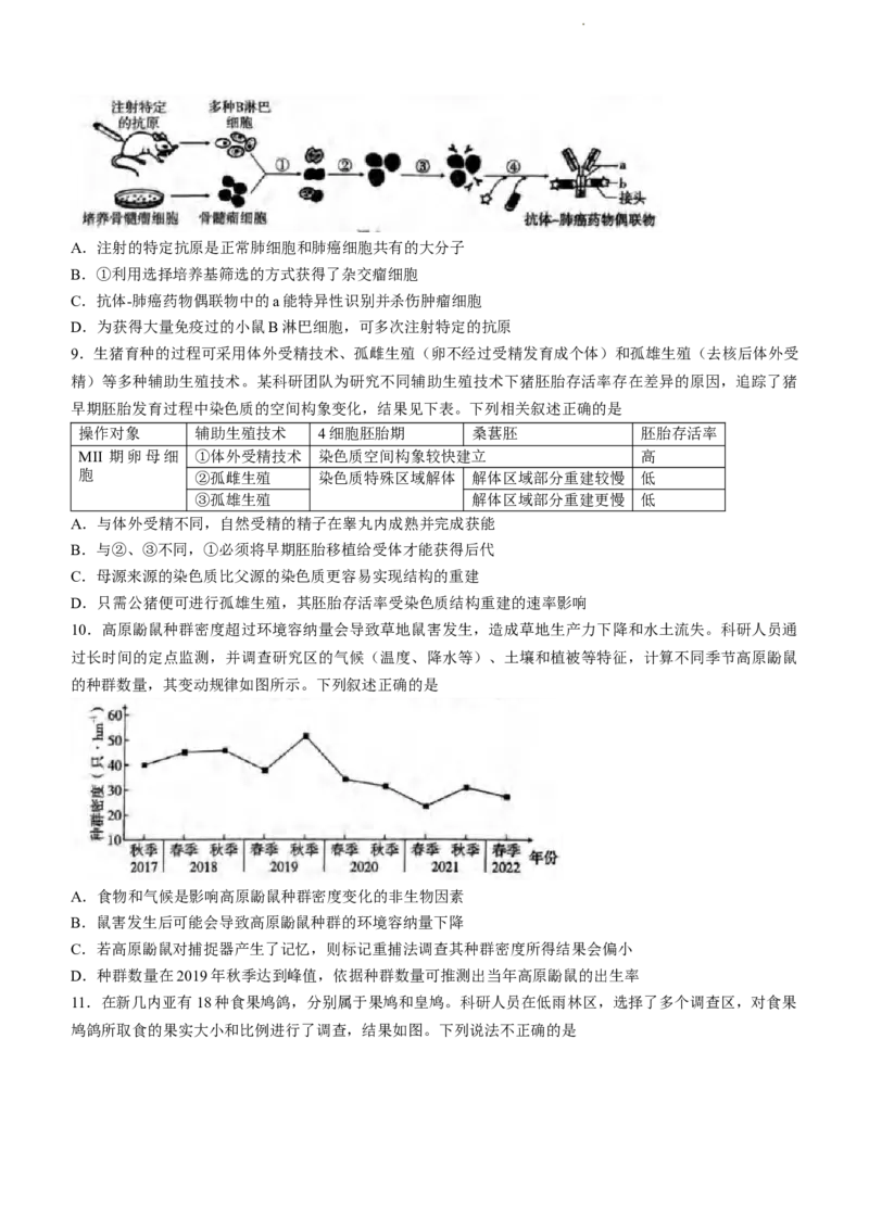 2024届重庆市八中高三高考3月适应性月考卷（五）生物试题_2024年3月_013月合集_2024届重庆市第八中学高考适应性月考卷（五）