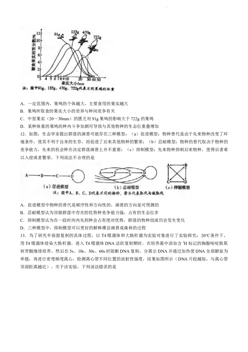 2024届重庆市八中高三高考3月适应性月考卷（五）生物试题_2024年3月_013月合集_2024届重庆市第八中学高考适应性月考卷（五）