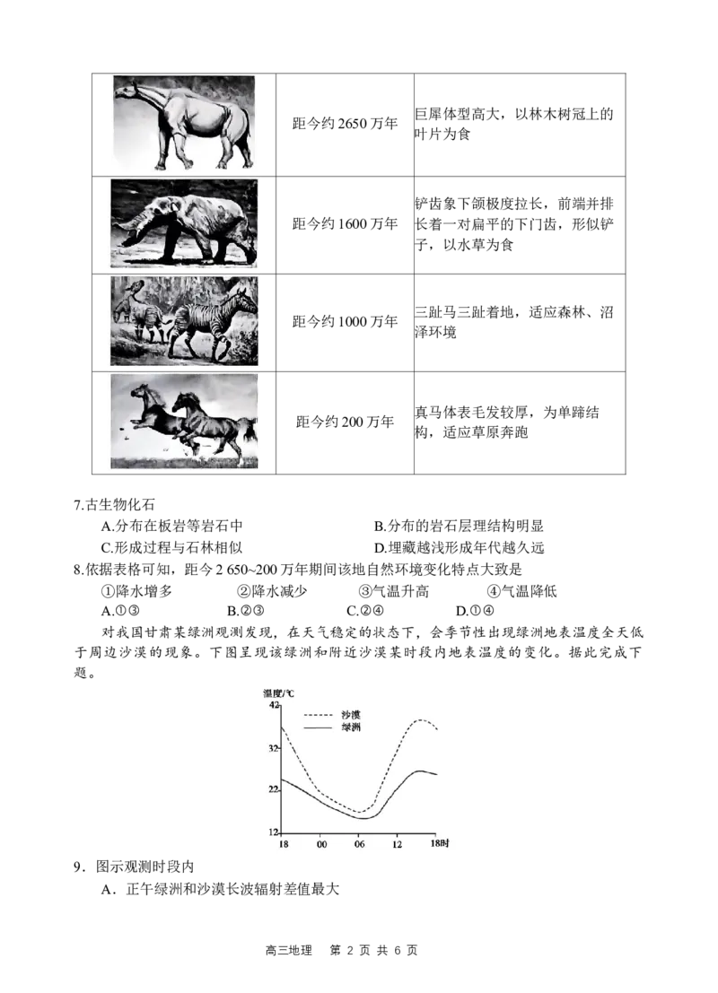 地理试题_2025年9月_250925四川省遂宁市射洪中学2026届高三上学期9月第一次模拟考试（全科）_四川省遂宁市射洪中学2026届高三上学期9月第一次模拟考试地理Word版含答案