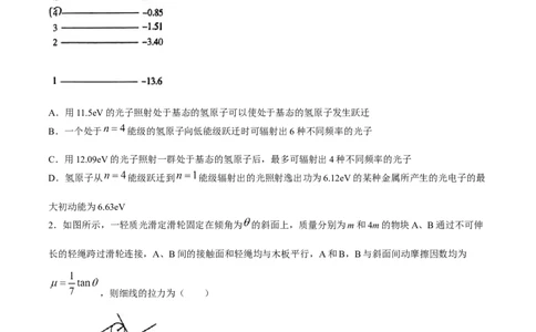 2024届湖南省益阳市高三下学期三模考试物理试题(无答案)_2024年4月_01按日期_9号_2024届湖南省益阳市高三下学期4月联考（三模）_2024届湖南省益阳市高三三模考试物理