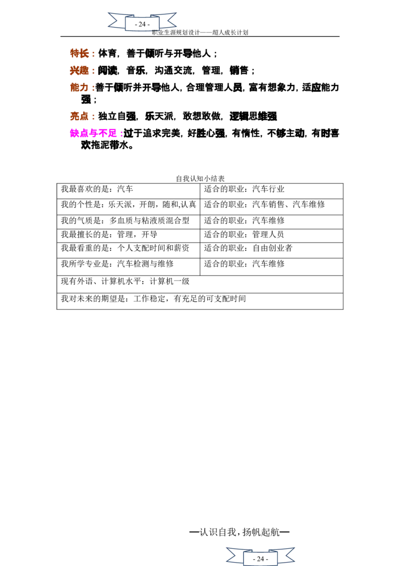 职业生涯规划书(二次修改)_E6-职业规划_27汽车类专业