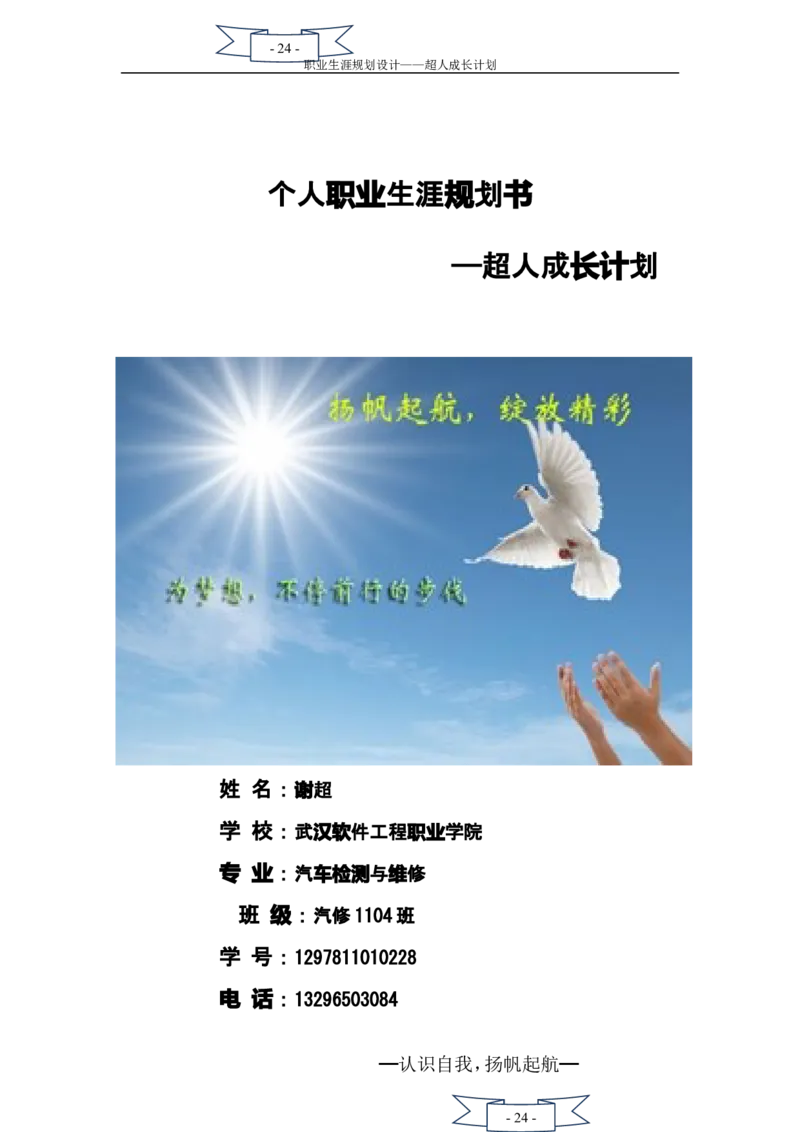 职业生涯规划书(二次修改)_E6-职业规划_27汽车类专业