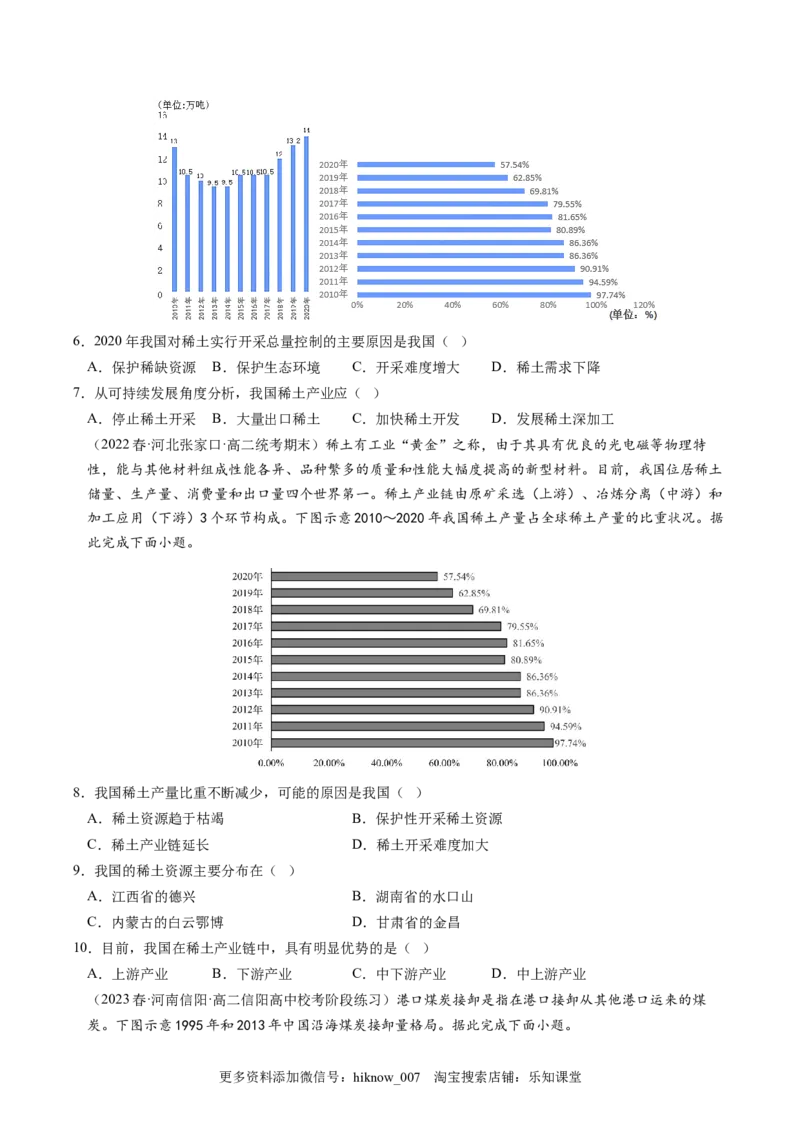 2.1资源安全对国家安全的影响-2022-2023学年高二地理课后培优分级练（人教版2019选择性必修3）（原卷版）_E015高中全科试卷_地理试题_选修3_2.同步练习_课后培优练2023年（第一套）