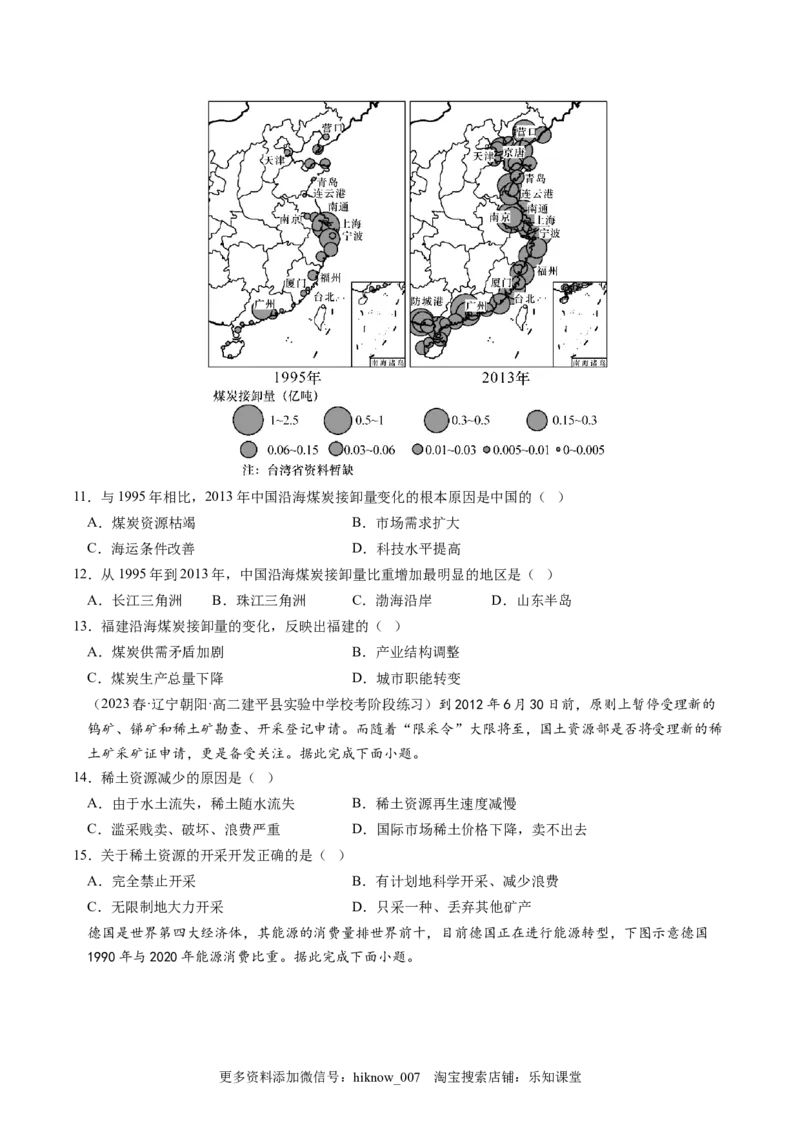 2.1资源安全对国家安全的影响-2022-2023学年高二地理课后培优分级练（人教版2019选择性必修3）（原卷版）_E015高中全科试卷_地理试题_选修3_2.同步练习_课后培优练2023年（第一套）