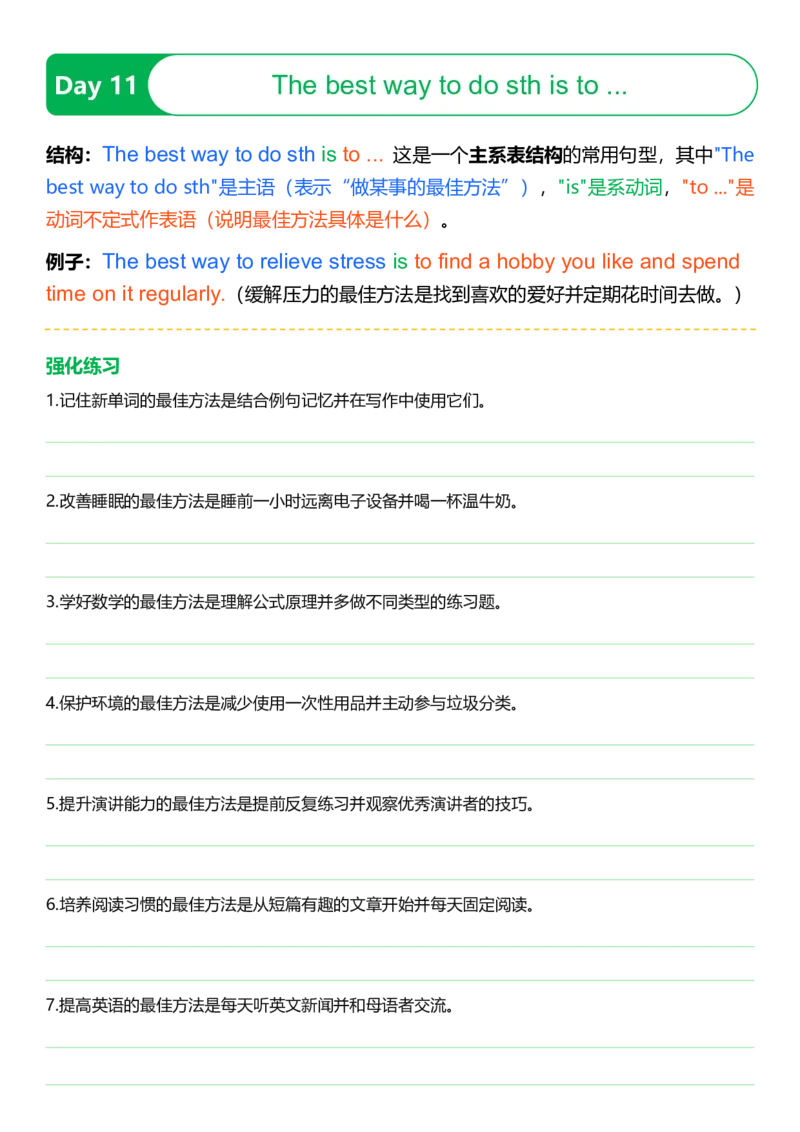 高中英语作文提分特训-21天高分句型仿写（默写表）_123高中英语作文提分特训-21天高分句型仿写