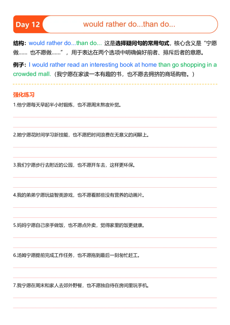 高中英语作文提分特训-21天高分句型仿写（默写表）_123高中英语作文提分特训-21天高分句型仿写
