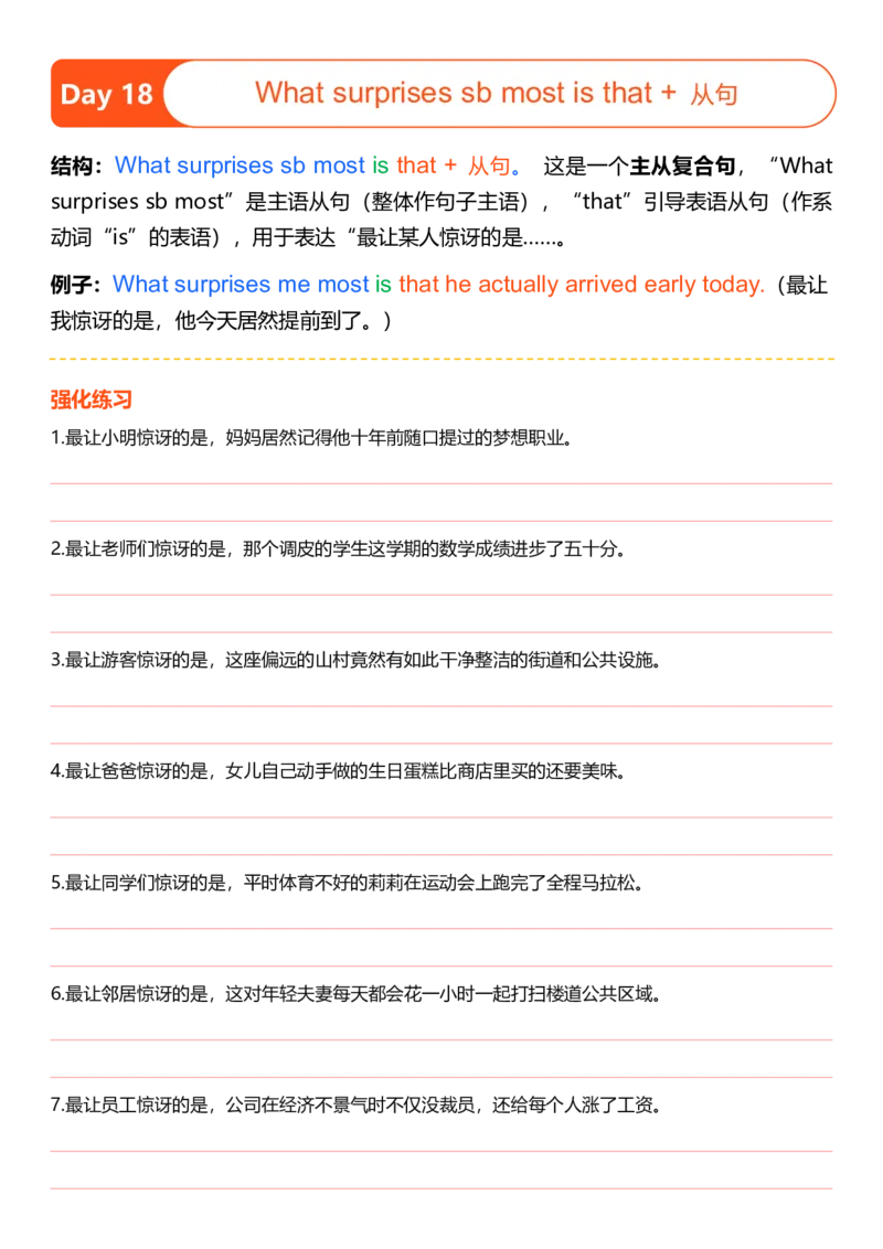 高中英语作文提分特训-21天高分句型仿写（默写表）_123高中英语作文提分特训-21天高分句型仿写