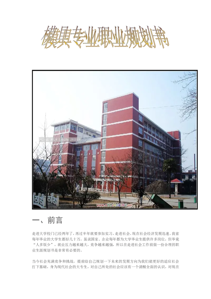 模具专业职业规划书_E6-职业规划_87模具制造