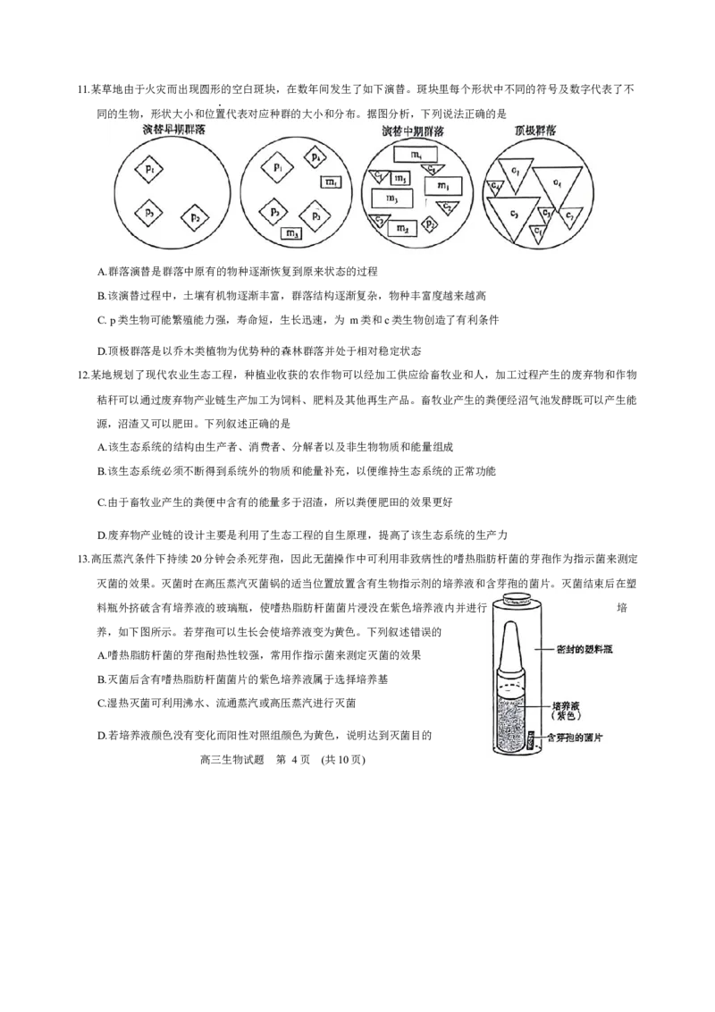2024年3月济南市高三模拟考试(生物)_2024年3月_013月合集_2024届山东省济南市3月高三模拟考试_山东省济南市2024年3月高三模拟考试生物
