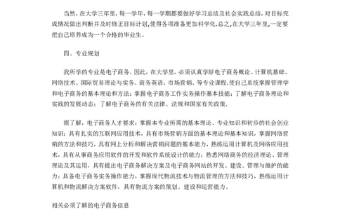 电子商务专业职业生涯规划书-模板_E6-职业规划_13电子商务专业