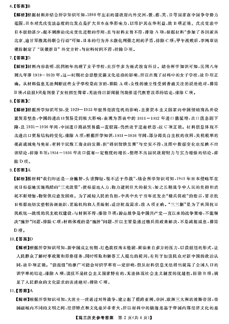 2024福建省百校联考高三正月开学考（金科大联考）历史(1)_2024年2月_022月合集_2024届福建省百校联考高三正月开学考（金科大联考）
