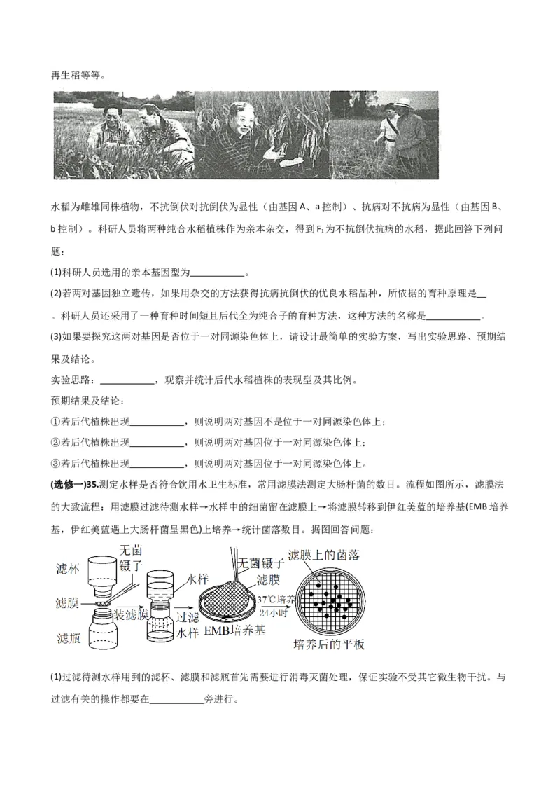 黄金卷01（考试版）-赢在高考&middot;黄金8卷备战2024年高考生物模拟卷（全国专用）_2024高考押题卷_92024赢在高考全系列_（通用版）2024《赢在高考&middot;黄金预测卷》（九科全）各八套