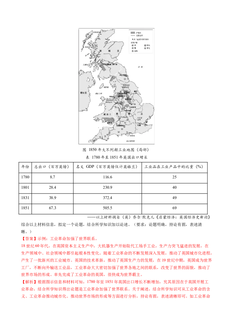 专题14工业革命与马克思主义的诞生（学生卷）_近10年高考真题汇编（必刷）_十年（2014-2024）高考历史真题分项汇编（全国通用）_十年（2014-2023）高考历史真题分项汇编（全国通用）