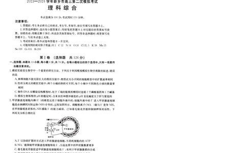 2024届高三年级第二次模拟考试理综试卷_2024年3月_013月合集_2024届河南省新乡市高三下学期第二次模拟考试_2024届河南省新乡市高三下学期第二次模拟考试-理综