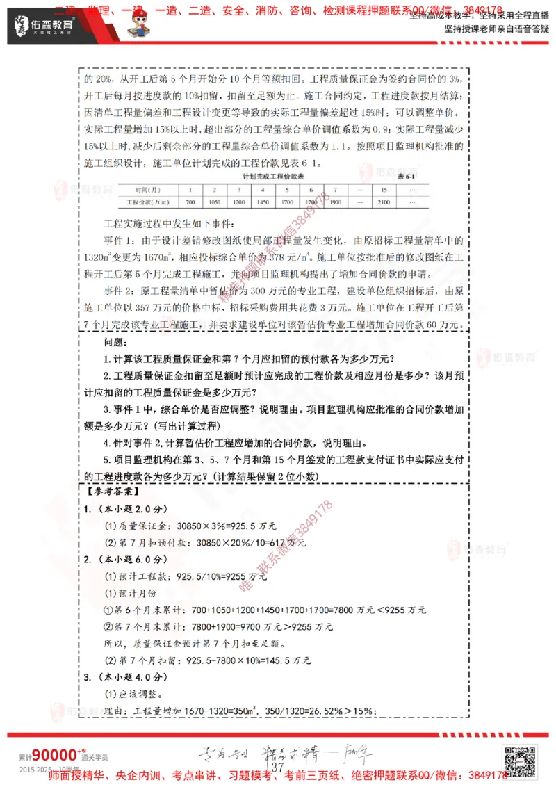2025.1.19-2.22佑森教育叶虎翼授课监理案例《造价与结算》专用讲义，版权所有，侵权必究_监理工程师_2025监理工程师_2025年监理工程师SVIP_2025年监理土建案例SVIP