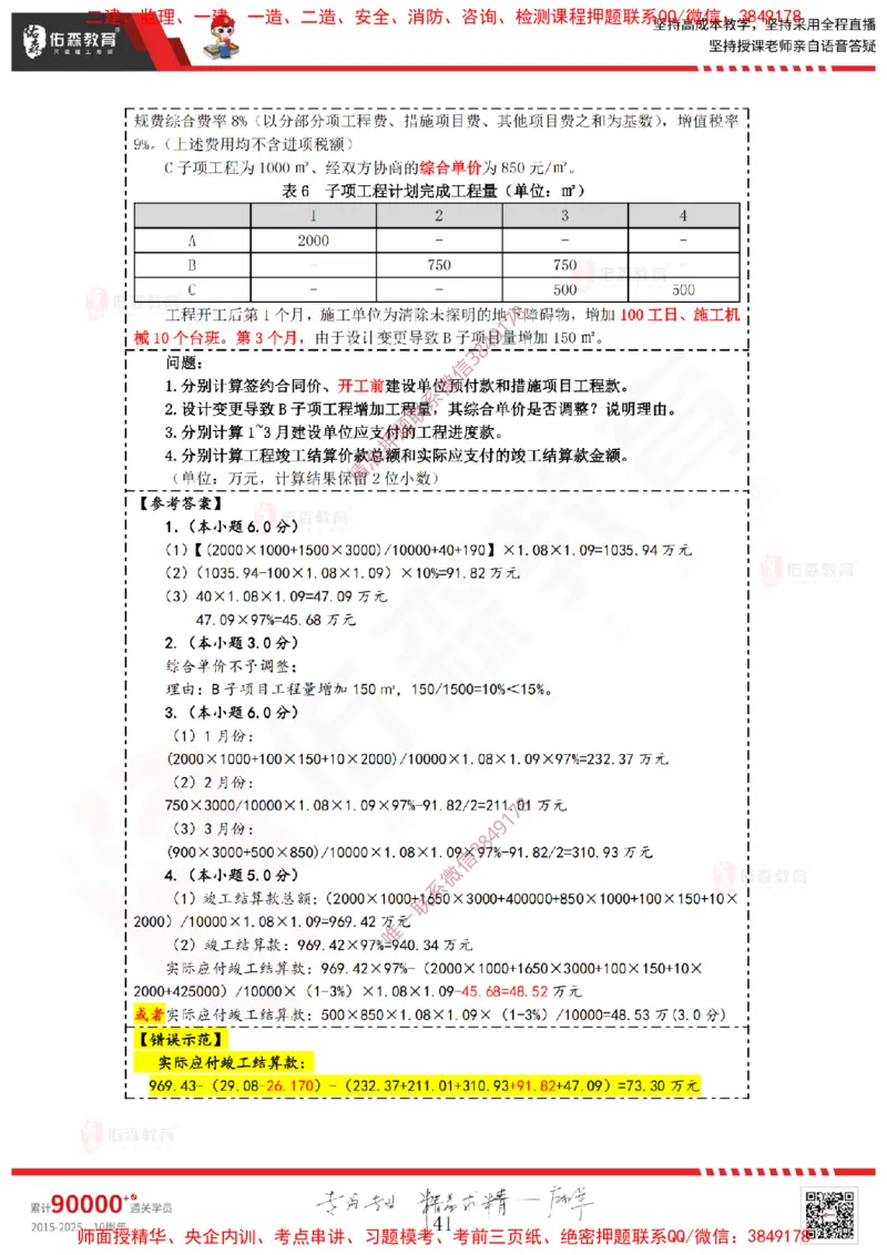 2025.1.19-2.22佑森教育叶虎翼授课监理案例《造价与结算》专用讲义，版权所有，侵权必究_监理工程师_2025监理工程师_2025年监理工程师SVIP_2025年监理土建案例SVIP