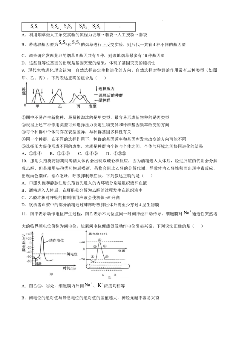 安徽省六安第一中学2024-2025学年高三上学期11月月考生物+答案_12月_241202安徽省六安一中2024-2025学年高三第四次月考（11月）（全科）