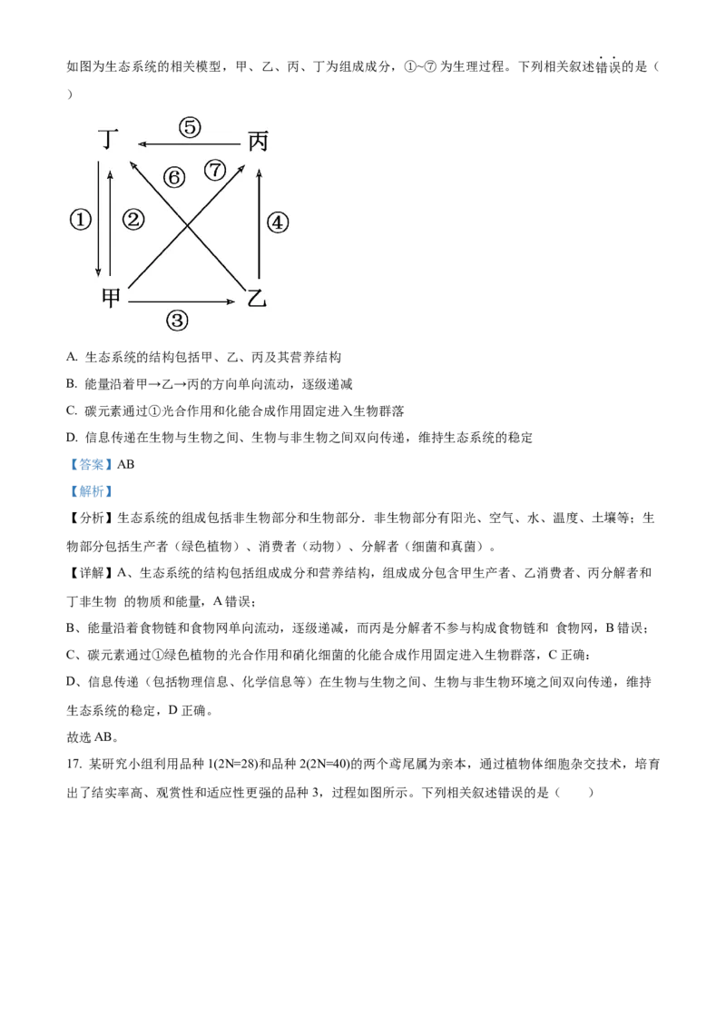 黑龙江省哈尔滨市六校2023-2024学年高二下学期期末联考试题生物Word版含解析(1)_8月_240805黑龙江省哈尔滨市六校2023-2024学年高二下学期期末联考试题