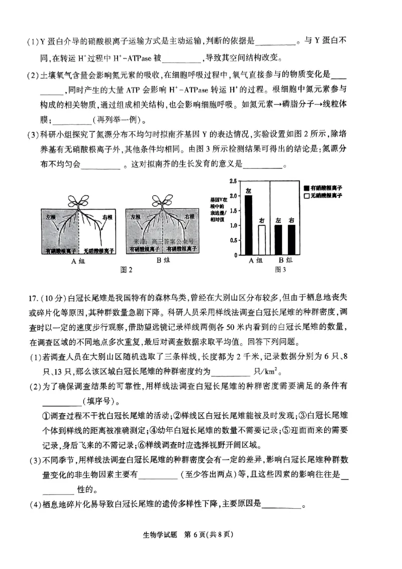 2024年合肥市高三第二次教学质量检测生物试卷_2024年4月_01按日期_24号_2024届安徽省合肥市高三第二次教学质量检测_2024届安徽省合肥市高三第二次教学质量检测-生物