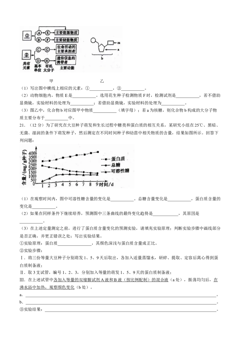 甘肃省武威市2023-2024学年高二下学期6月月考试题生物Word版含解析_6月_240618甘肃省武威市2023-2024学年高二下学期6月月考试题