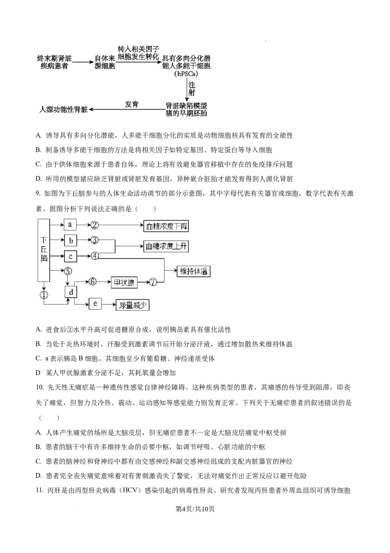 生物试卷（原卷版）_8月_240822湖南省湖南天壹名校联盟2025届高三8月入学联考考试_湖南省湖南天壹名校联盟2025届高三8月入学联考考试生物