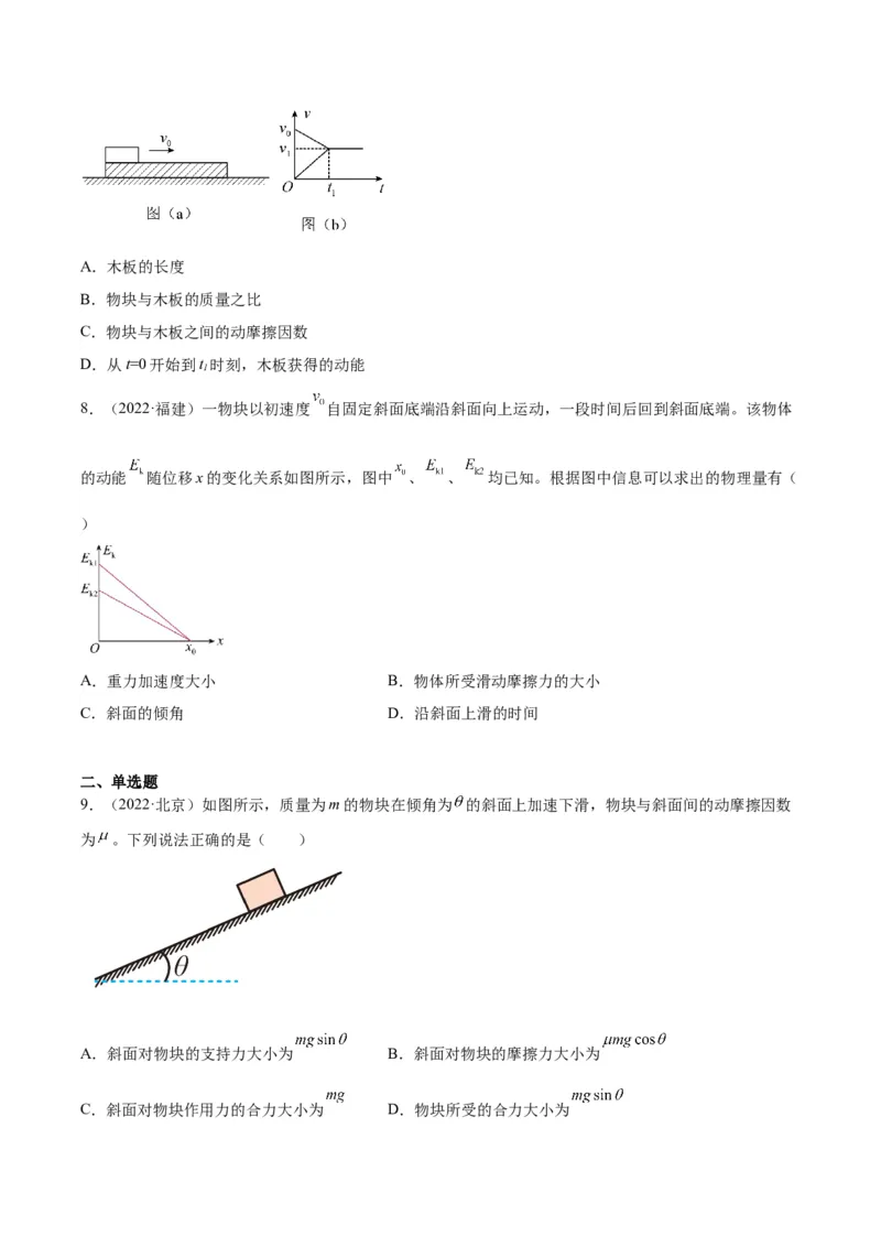专题10牛顿运动定律的图像（学生卷）-十年（2014-2023）高考物理真题分项汇编（全国通用）_近10年高考真题汇编（必刷）_十年（2014-2024）高考物理真题分项汇编（全国通用）