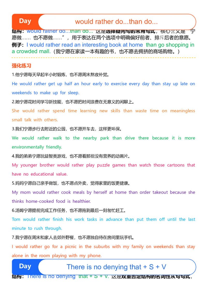高中英语作文提分特训-21天高分句型仿写（参考答案）_123高中英语作文提分特训-21天高分句型仿写_word版