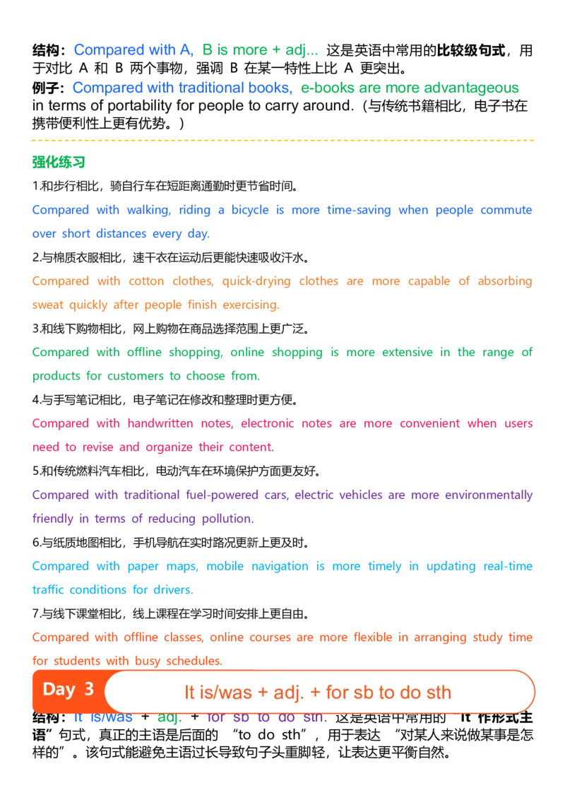 高中英语作文提分特训-21天高分句型仿写（参考答案）_123高中英语作文提分特训-21天高分句型仿写_word版