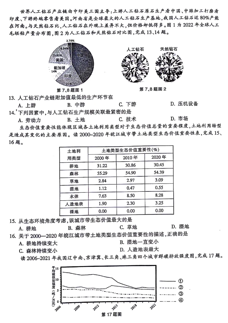2024届浙江省金华十校高三下学期4月模拟考试（二模）地理试题(1)_2024年4月_024月合集_2024届浙江省金华十校高三下学期4月模拟考试