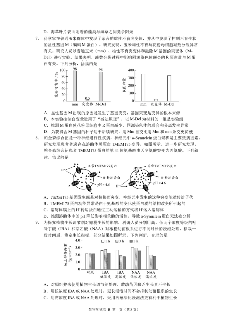 2024年广州市普通高中毕业班冲刺训练（一）-生物学_2024年5月_01按日期_21号_2024届广东省广州普通高中毕业班高三冲刺训练题_2024年广州市普通高中毕业班冲刺训练题-生物